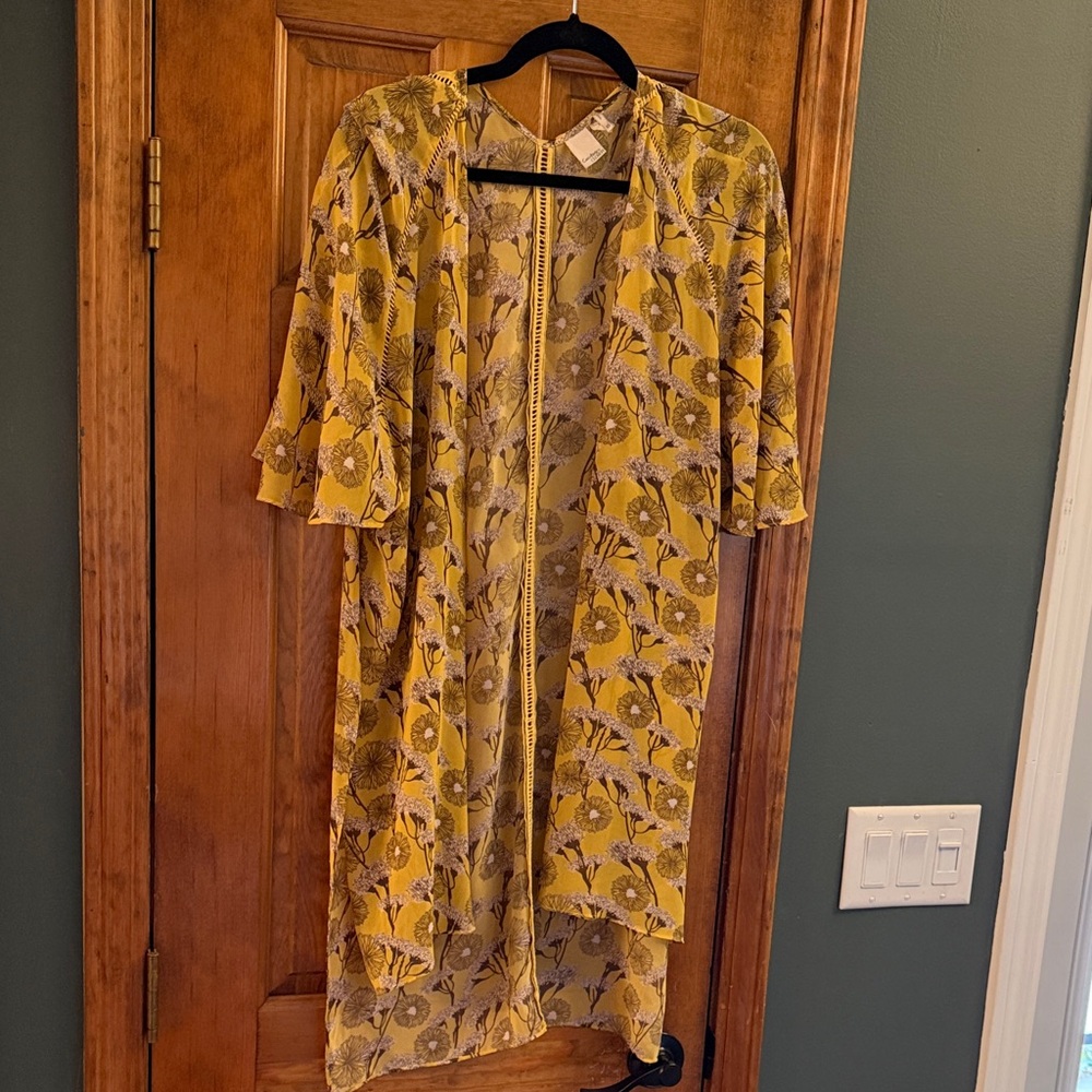Yellow Floral Kimono Top